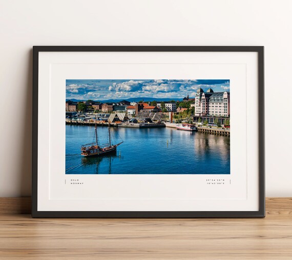 Oslo Coordinates Travel Poster, Norway Wall Art