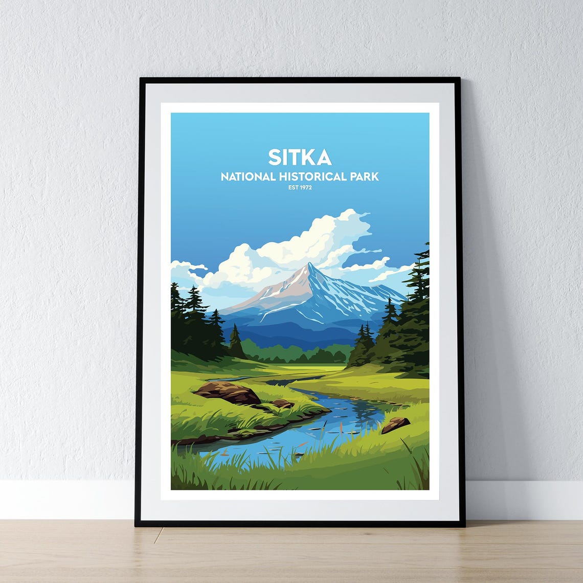 Sitka National Historical Park Mountain Stream Travel Art Poster