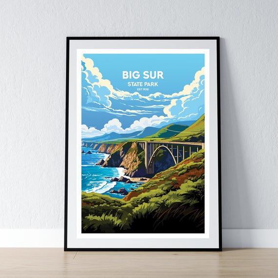 Big Sur Poster Print Wall Art Gift Travel Home Decor Illustration Wpa