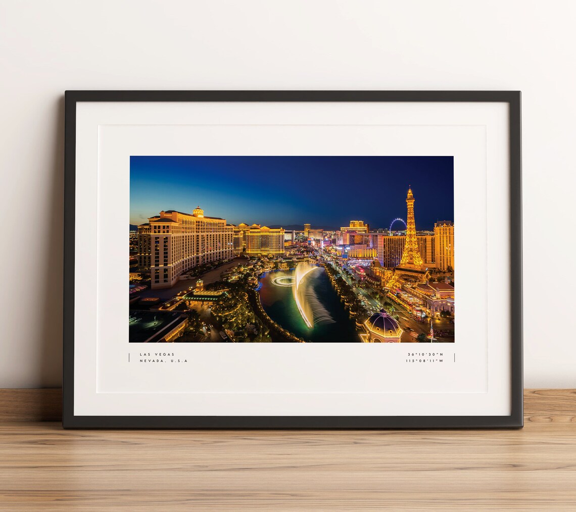 Las Vegas Strip Travel Poster, Coordinates Wall Art