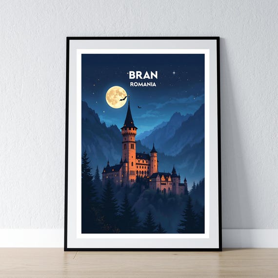 Bran Romania Poster Castle Print Romanian Wall Art Gift Travel Home Decor Illustration