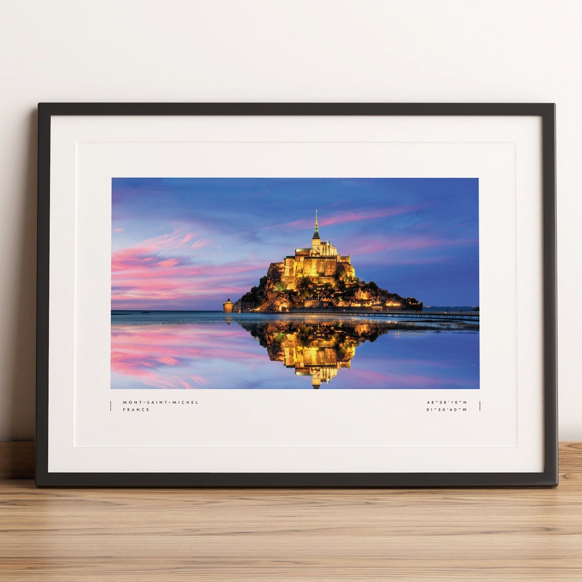 Mont Saint Michel France Dusk Reflection Island Photo Poster