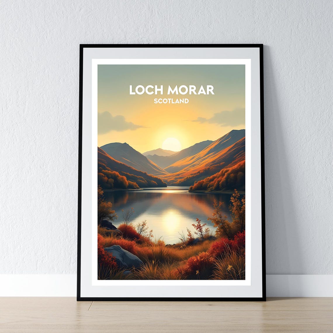 Loch Morar Scotland Sunset Highland Lake Vintage Travel Art Poster