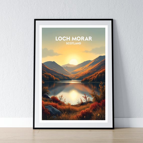 Loch Morar Poster Print Scotland Wall Art Gift Travel Scottish Home Decor Illustration