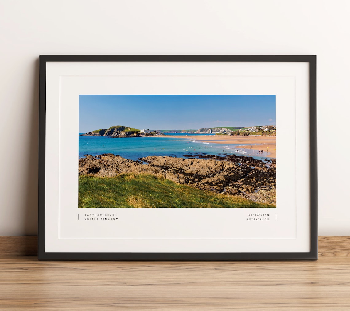 Bantham Beach Coordinates Travel Poster Print