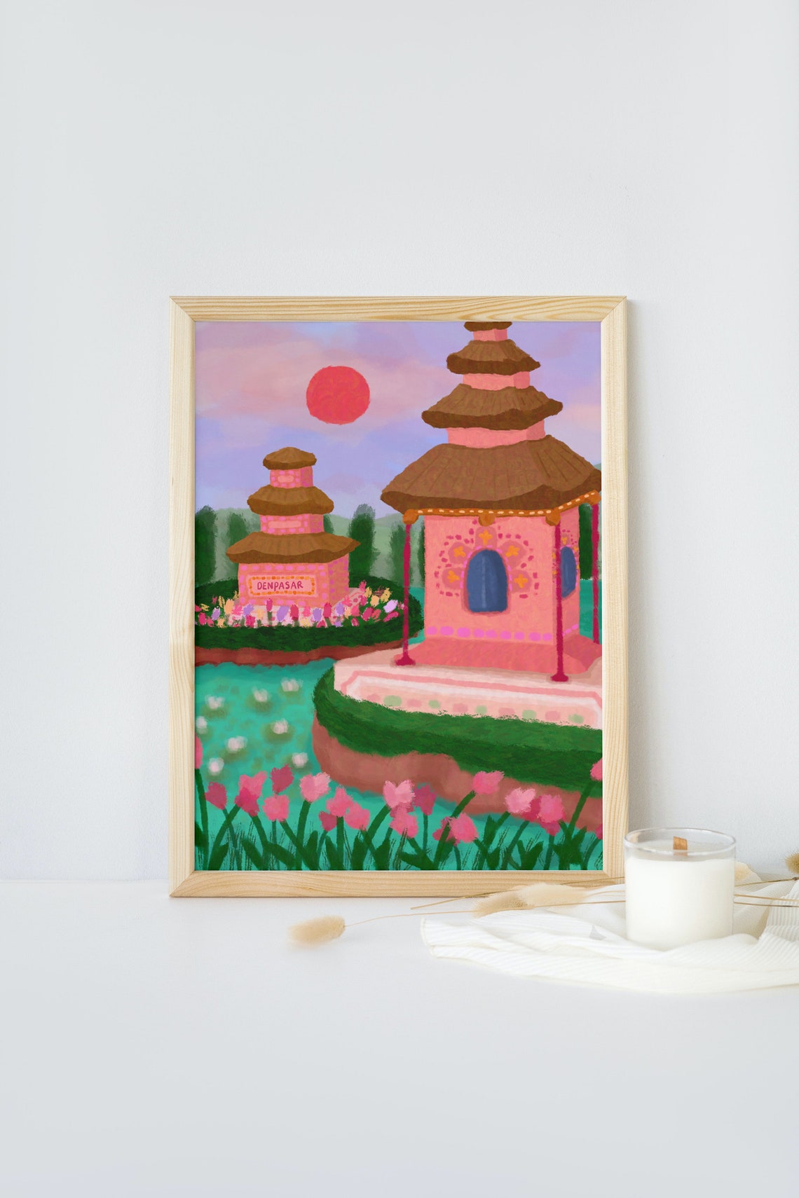 Bali Travel Poster, Denpasar Indonesia Art Print