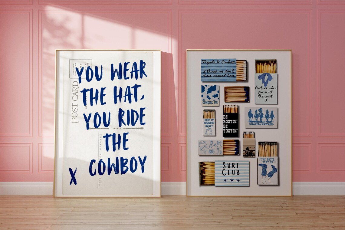 You Wear The Hat You Ride The Cowboy Postcard Coastal Cowgirl Postcard Wall Art Coastal Beach Love Letter Surfs Up Wall Decor Chestnut - Image 2