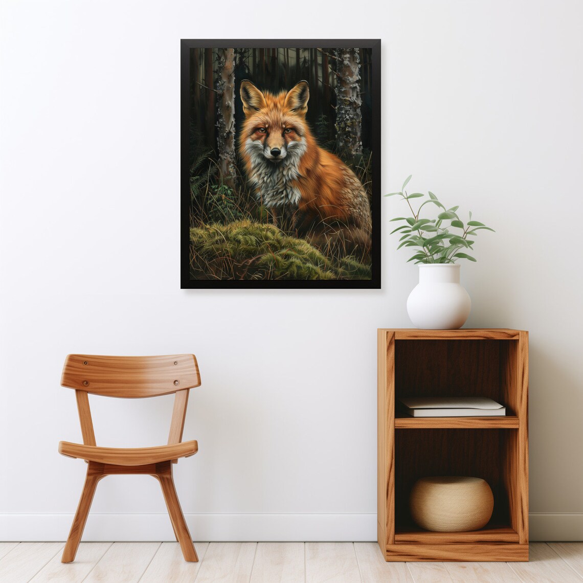 Red Fox In Dark Forest Moody Vintage Cottagecore Woodland Animal Poster - Image 2
