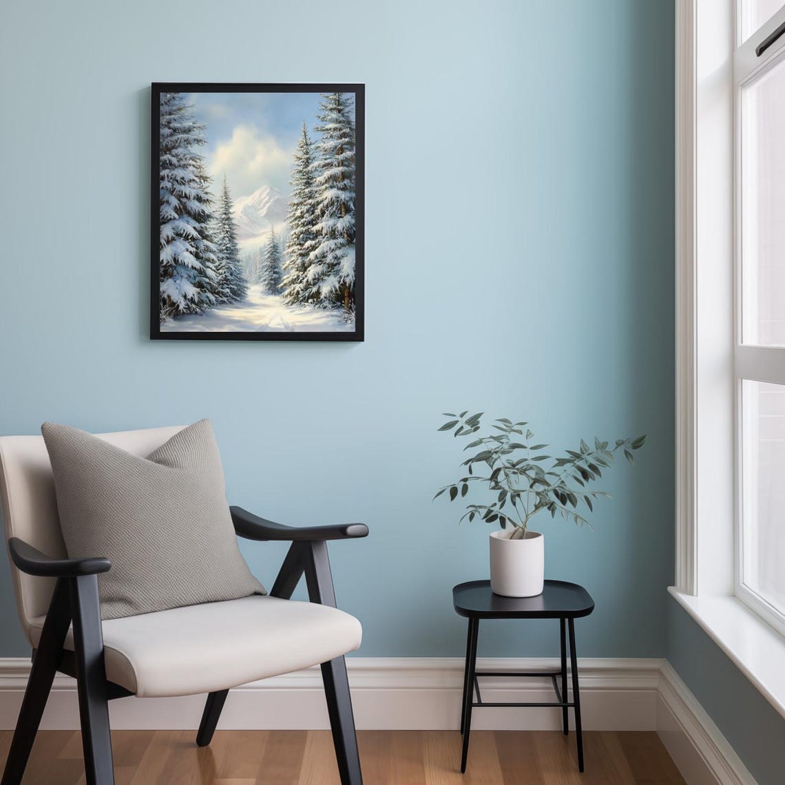Bright Sunlit Snowy Mountain Path Between Frosted Fir Trees Poster - Image 2