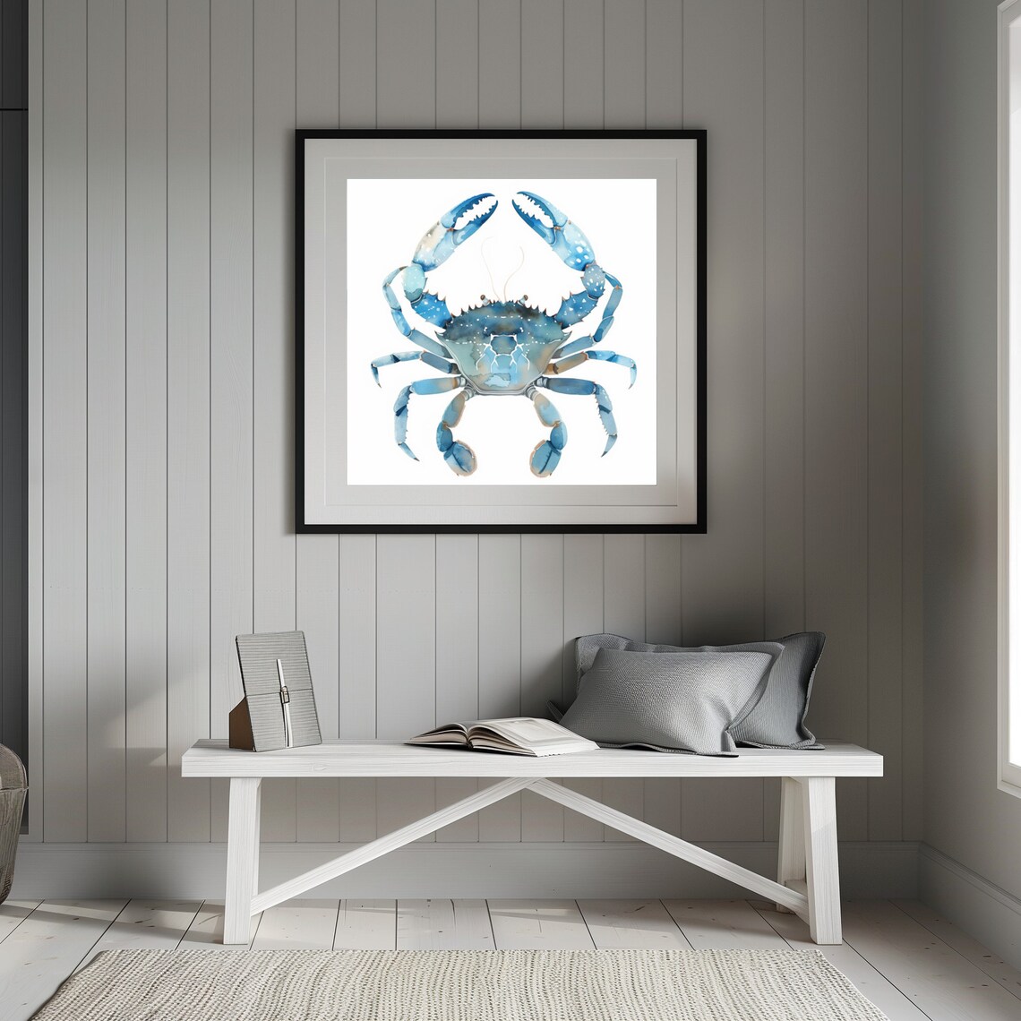 Blue Crab Watercolor Painting Coastal Art Print - Image 2