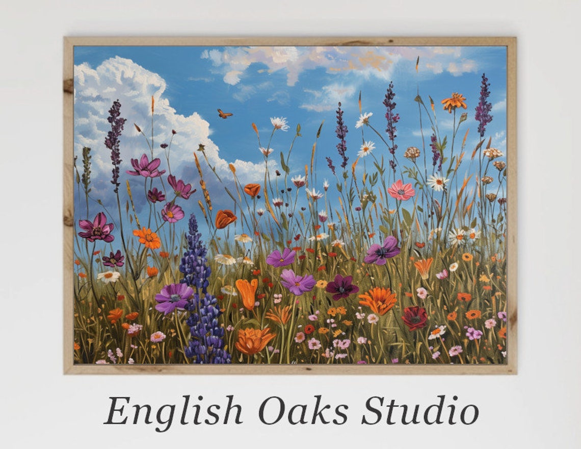 Tall Wildflowers Blue Lupines Against Bright Blue Sky Poster