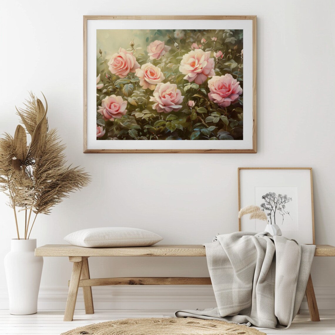 Soft Pink Roses Vintage Dreamy Floral Painting Romantic Blossom Poster - Image 2