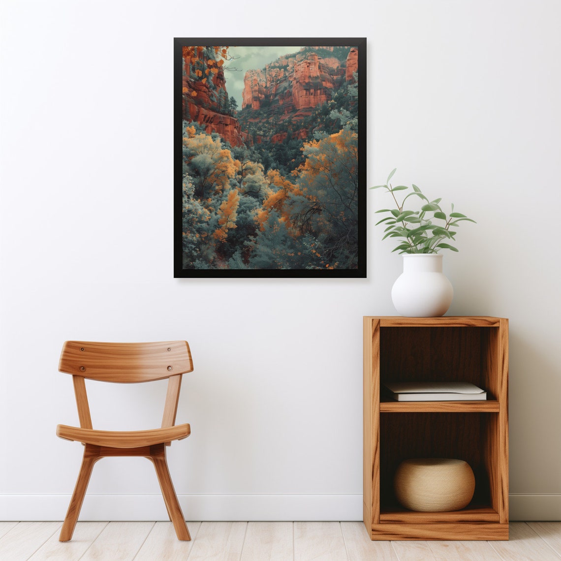 Red Rock Canyon Autumn Cliffs Vintage Southwestern Mountain Poster - Image 2