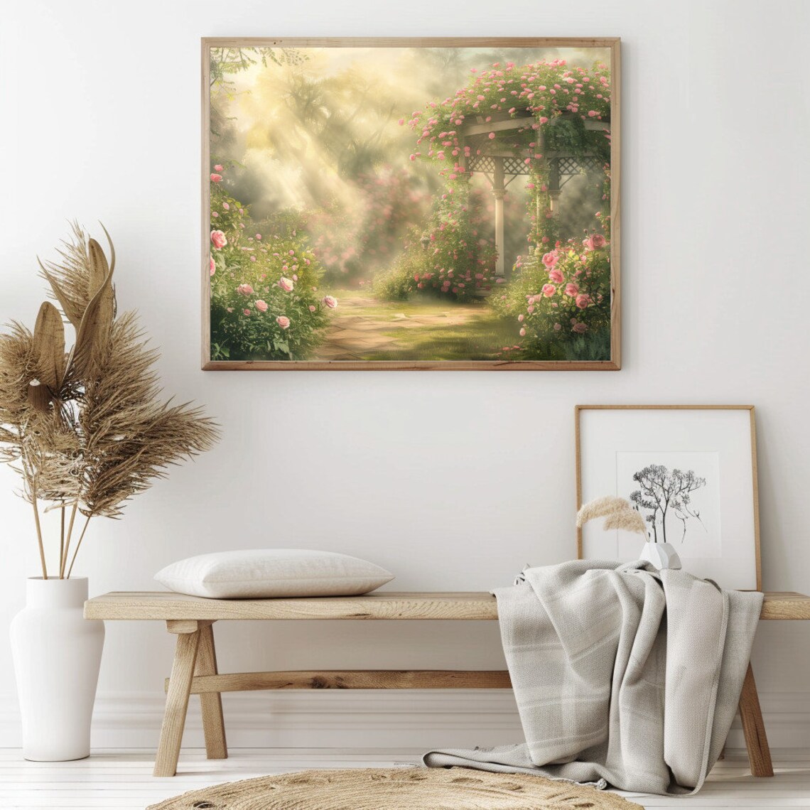 Rose Garden Pergola Painting Climbing Pink Roses Path Poster - Image 2