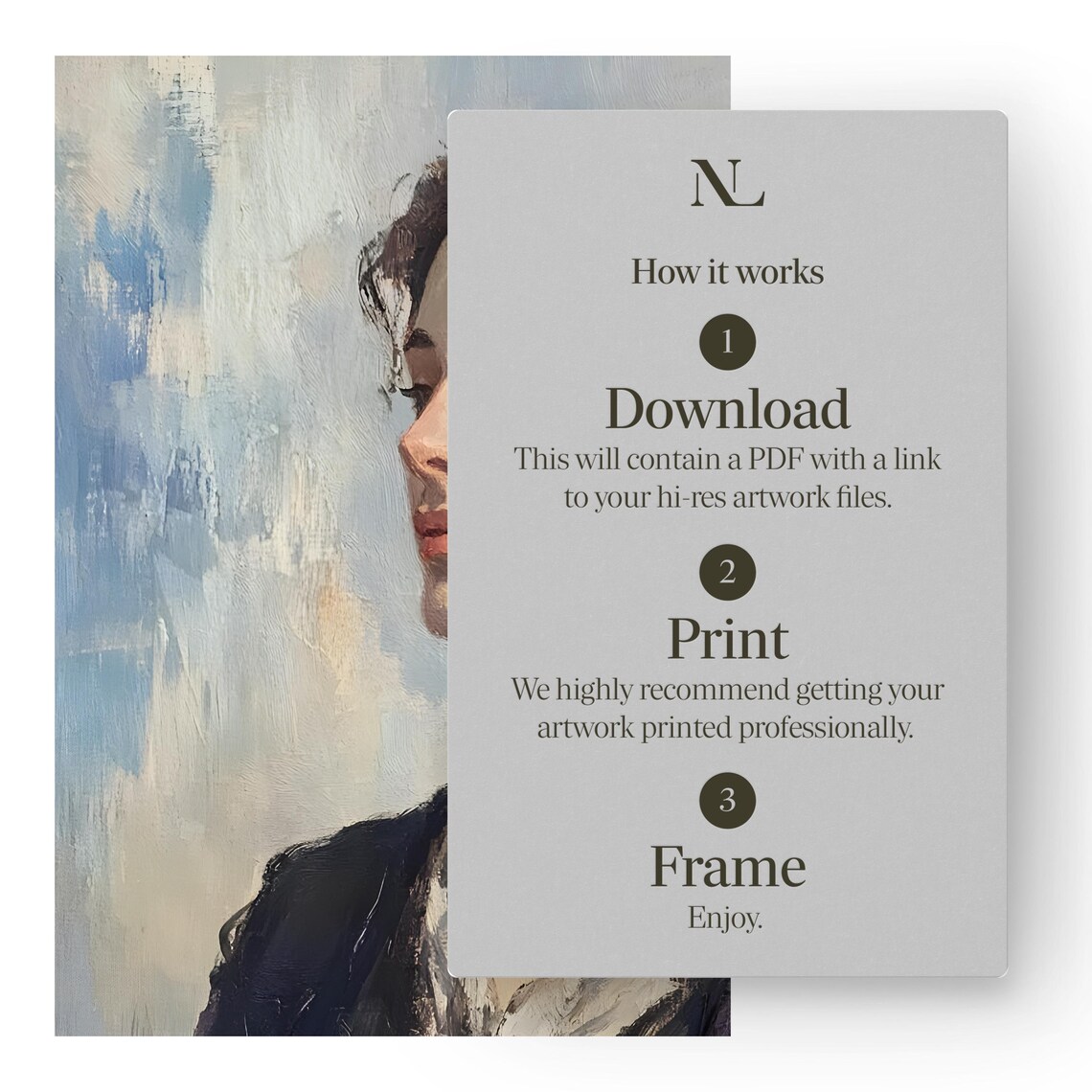 Woman In Pink Headscarf Profile Impressionist Portrait Painting Poster - Image 3