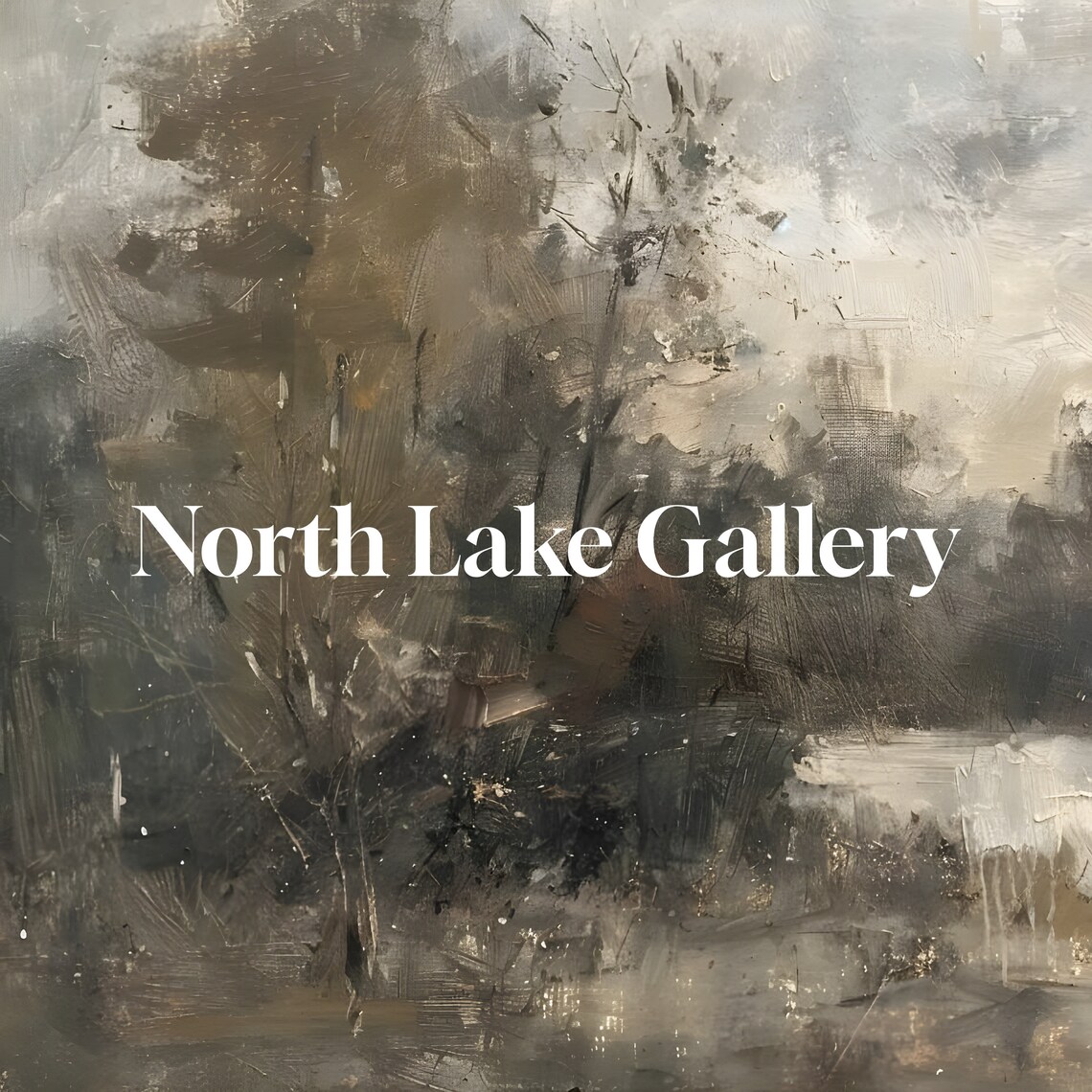 Moody Autumn Forest Lake Dark Impressionist Landscape Painting Poster - Image 2