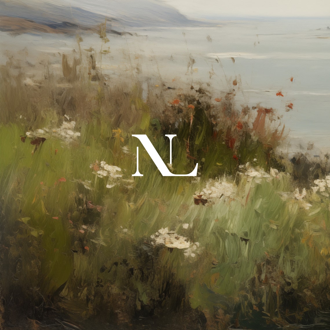 Sailboat On Calm Sea Wildflower Cliff Coastal Painting Poster - Image 5