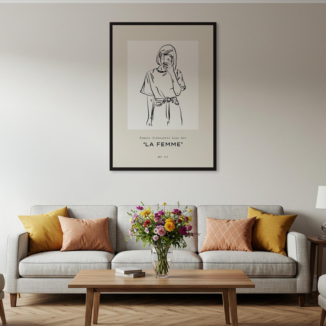La Femme Minimalist Line Art Woman Mirror Selfie Modern French Poster - Image 2