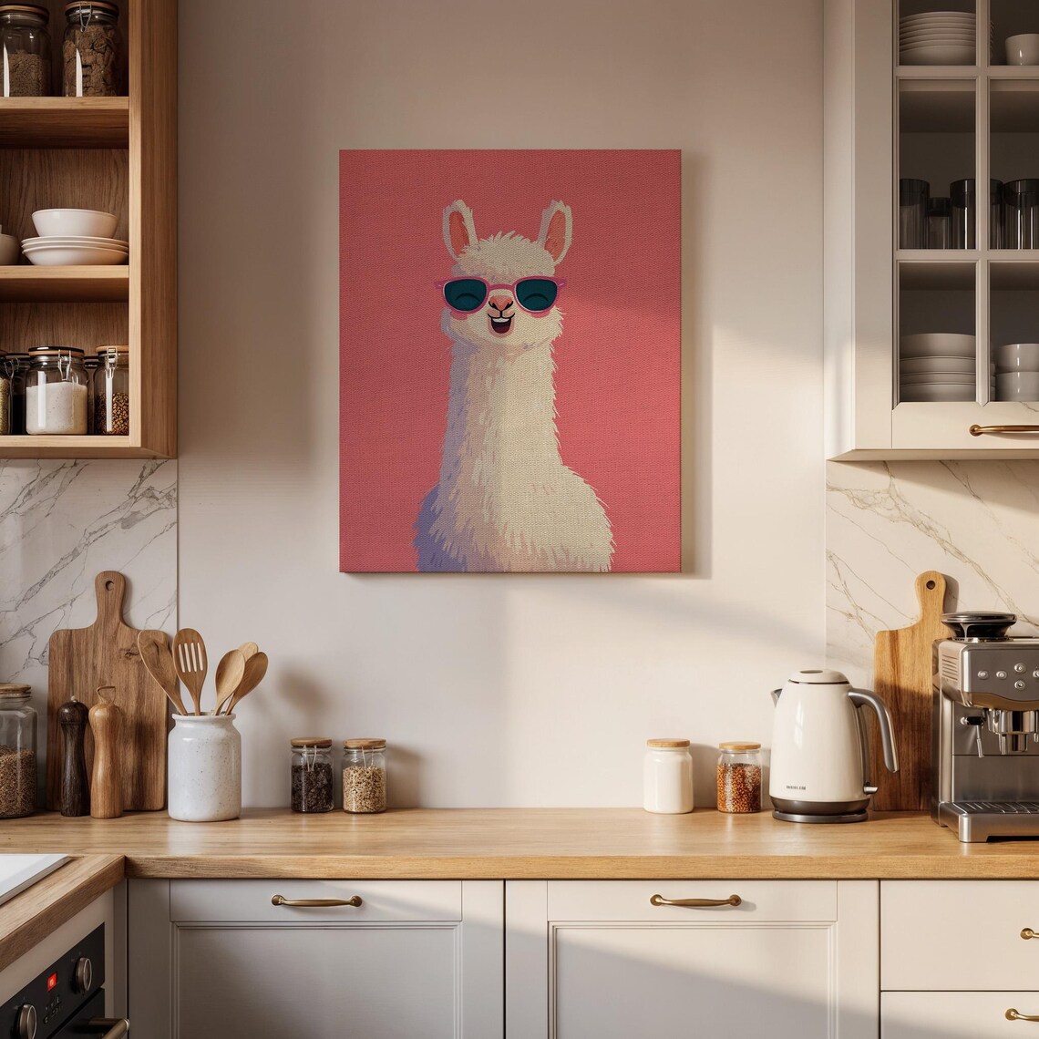 Smiling Llama Wearing Pink Sunglasses Pop Art Funny Animal Portrait Poster - Image 3