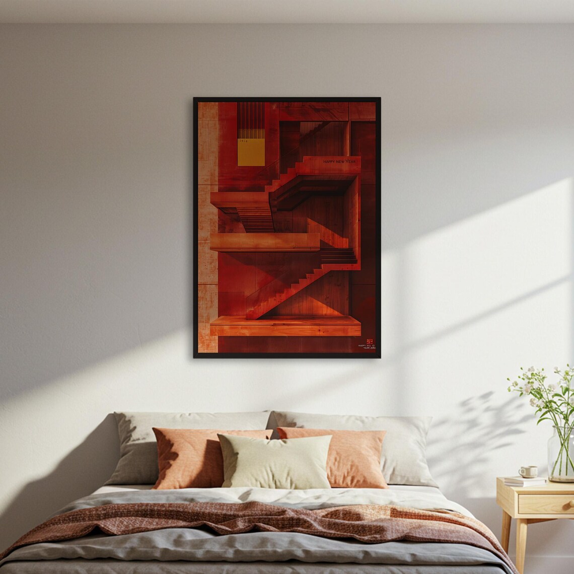 Abstract Stairs Poster Print, Modern Geometric Decor
