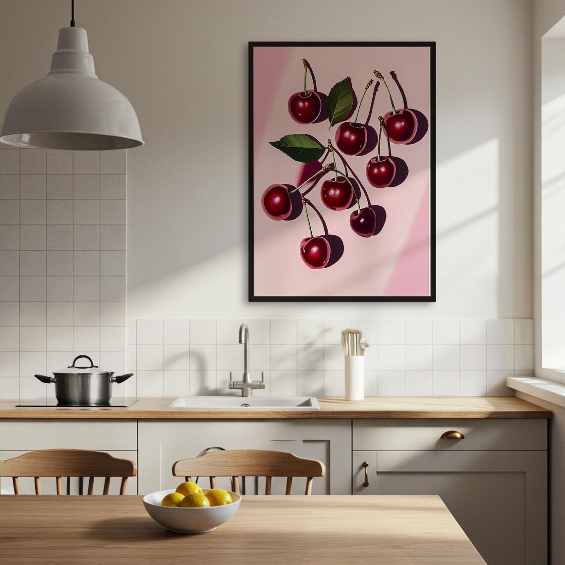 Cherries Cluster Art Print, Kitchen Decor - Image 3