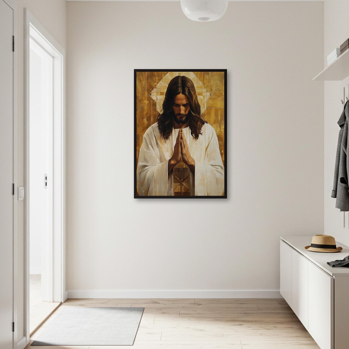 Jesus Praying Painting, Spiritual Christian Art Print - Image 3