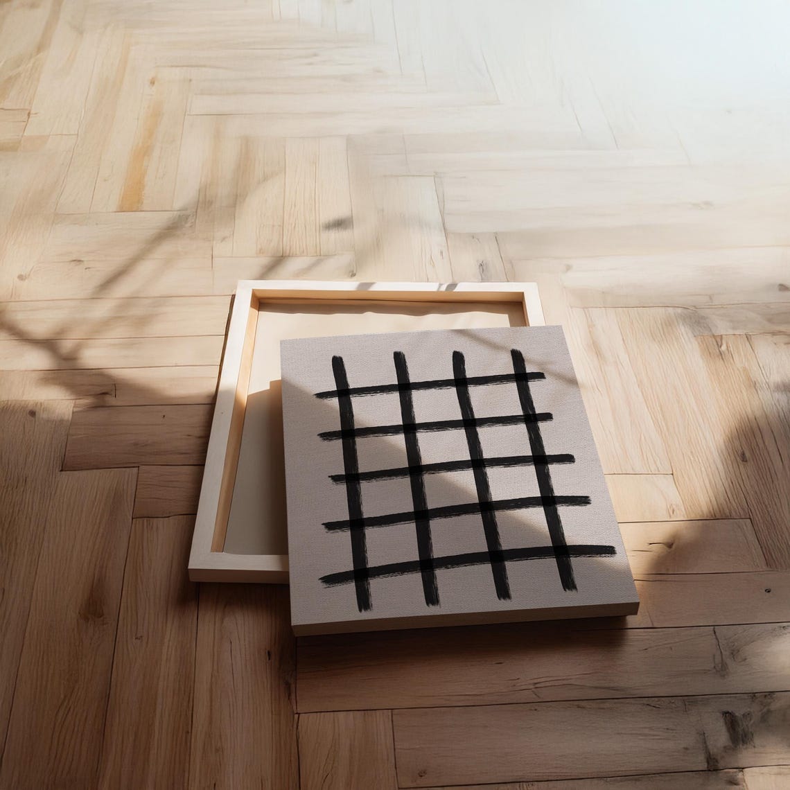 Bold Black Hand Drawn Grid Lines Minimalist Abstract Art Poster - Image 2