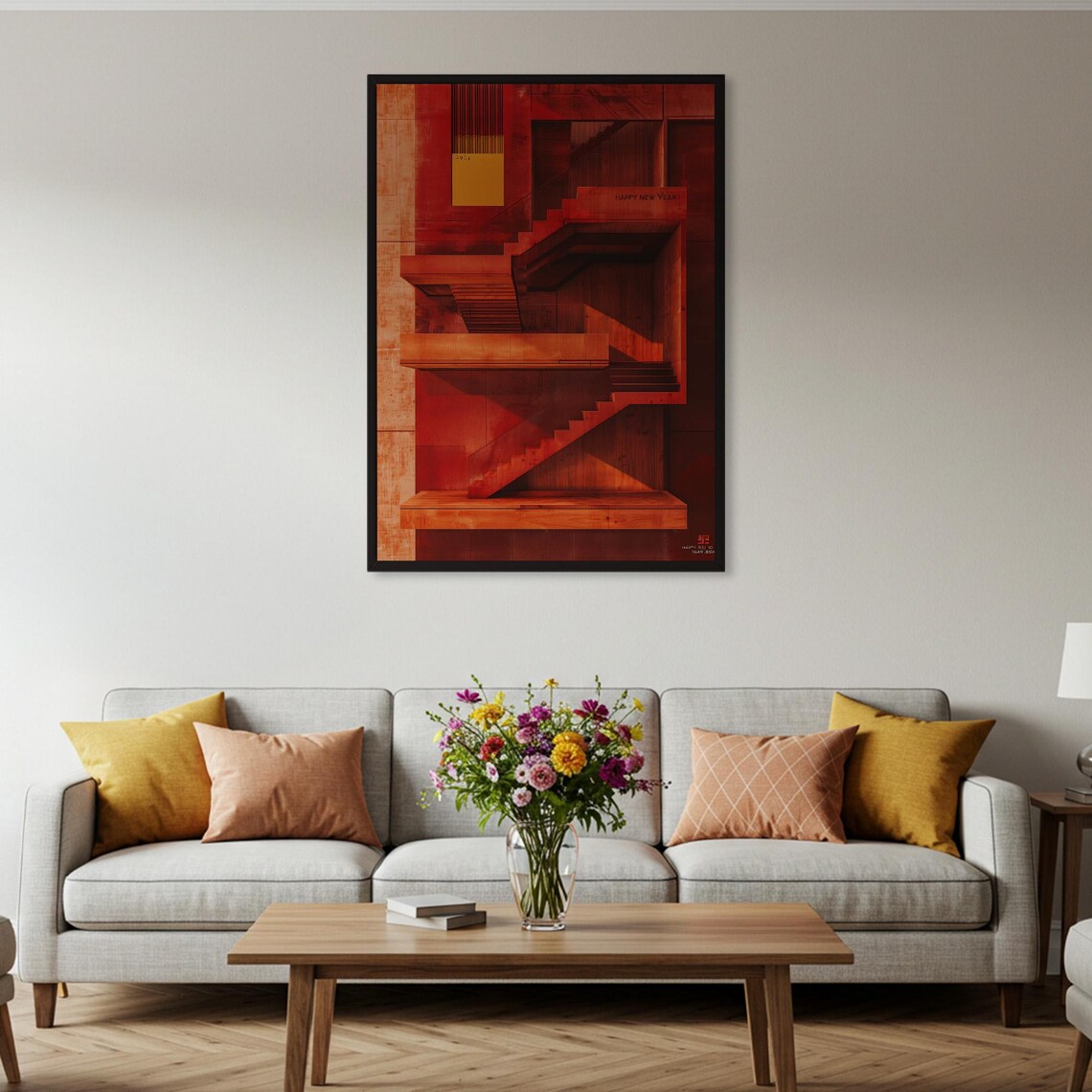 Abstract Stairs Poster Print, Modern Geometric Decor - Image 4