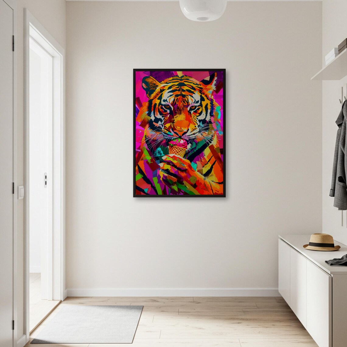 Abstract Tiger With Ice Cream, Modern Abstract Poster - Image 2