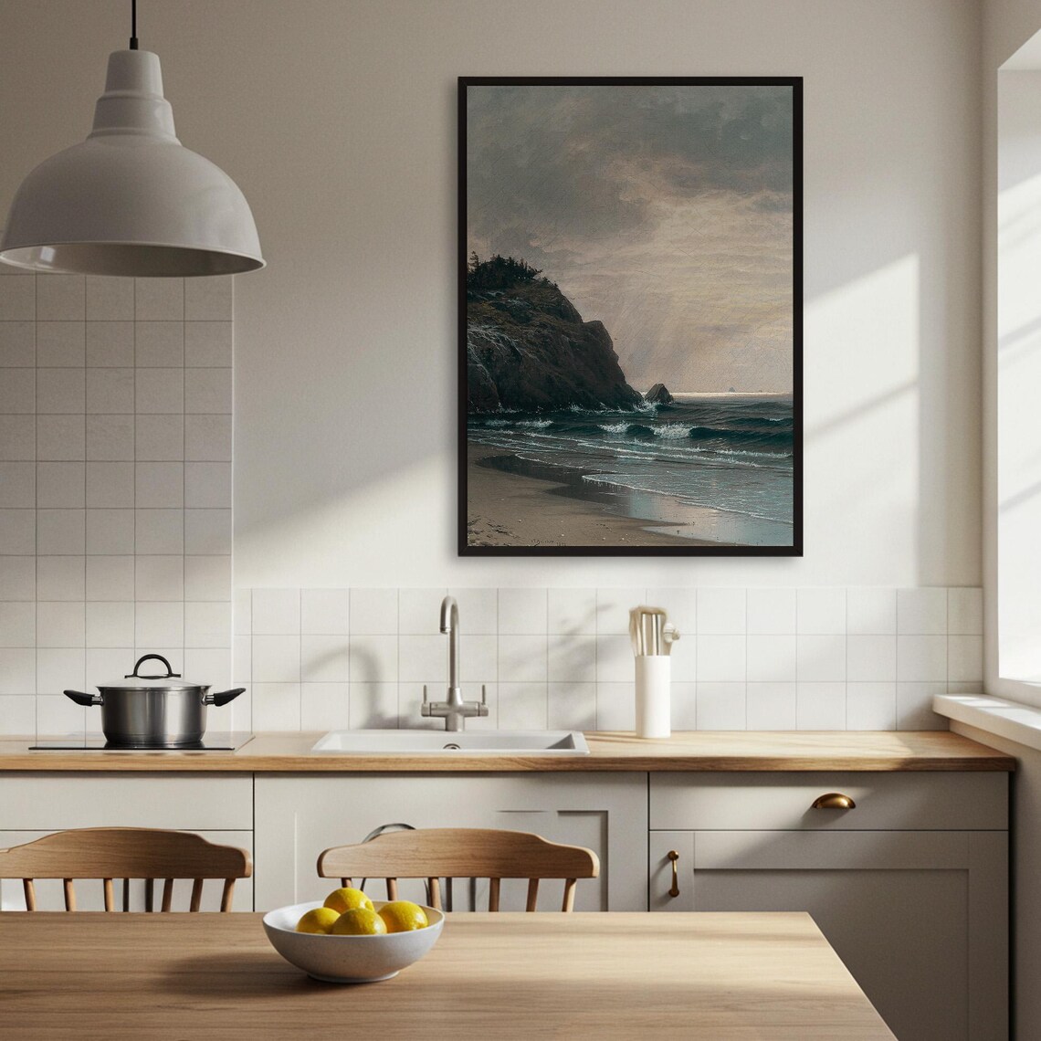 Coastal Landscape Painting, Vintage Seascape Art Print - Image 3