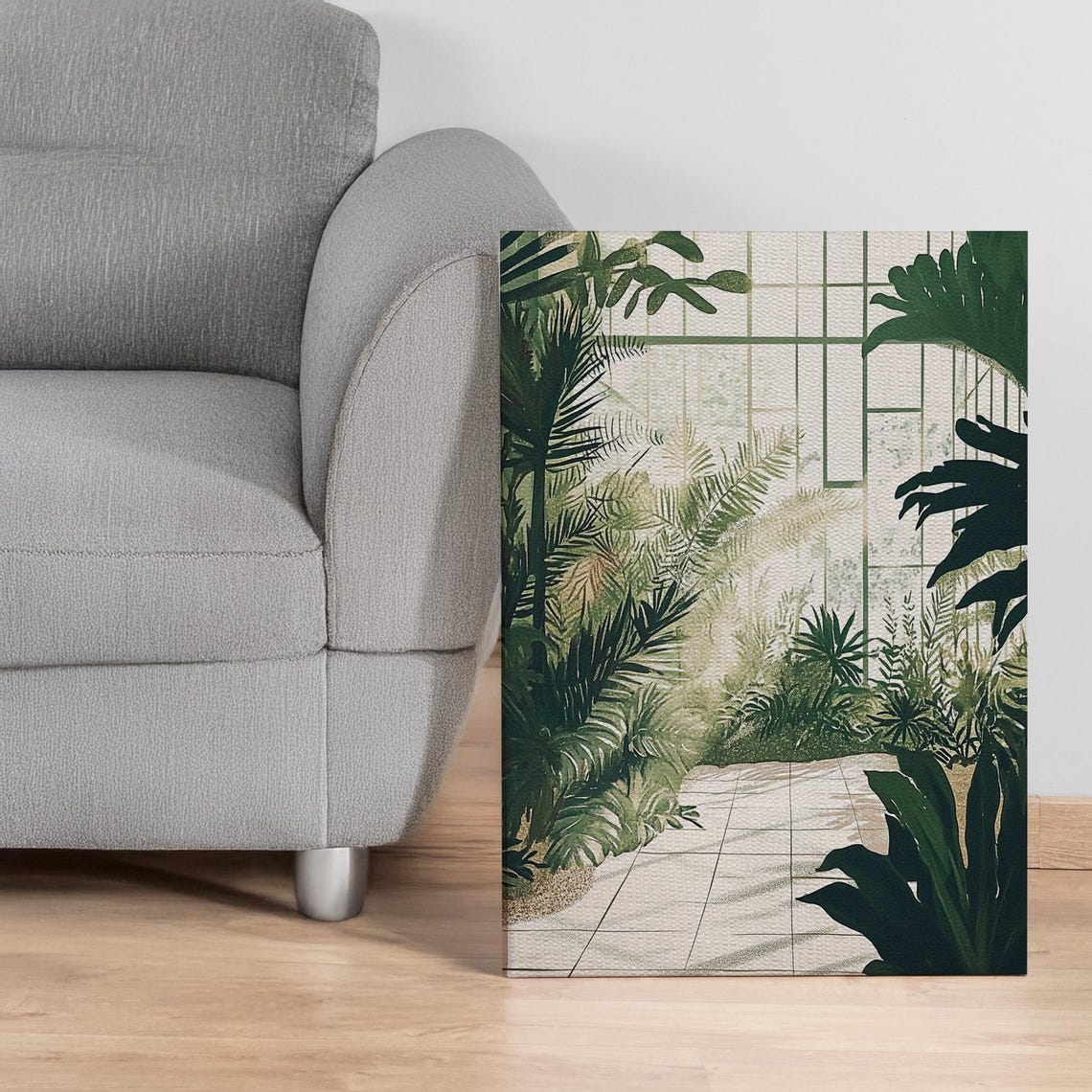 Tropical Greenhouse Jungle Plants Sunlit Glass Botanical Canvas Print