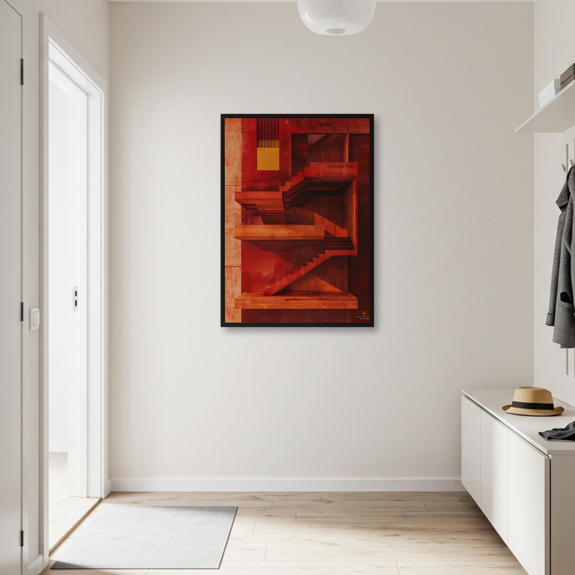 Abstract Stairs Poster Print, Modern Geometric Decor - Image 2