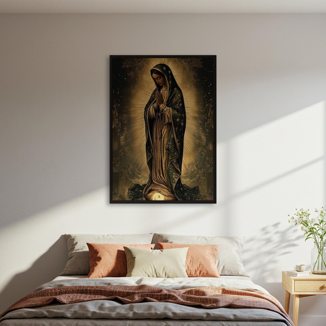 Our Lady of Guadalupe Style Virgin Mary Prayer Golden Radiant Art Poster