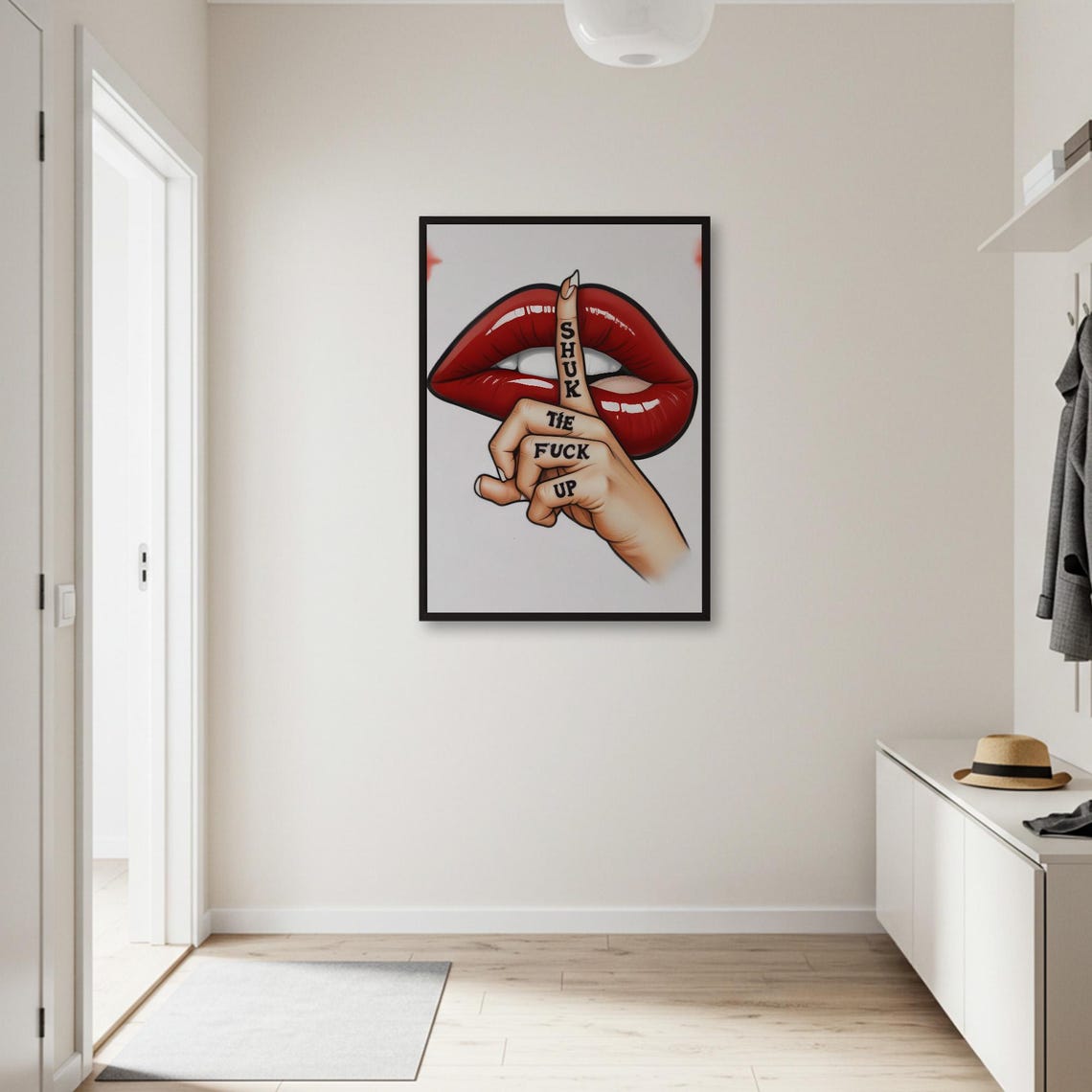 Shhh Lips Funny Quote, Sassy Wall Decor - Image 2