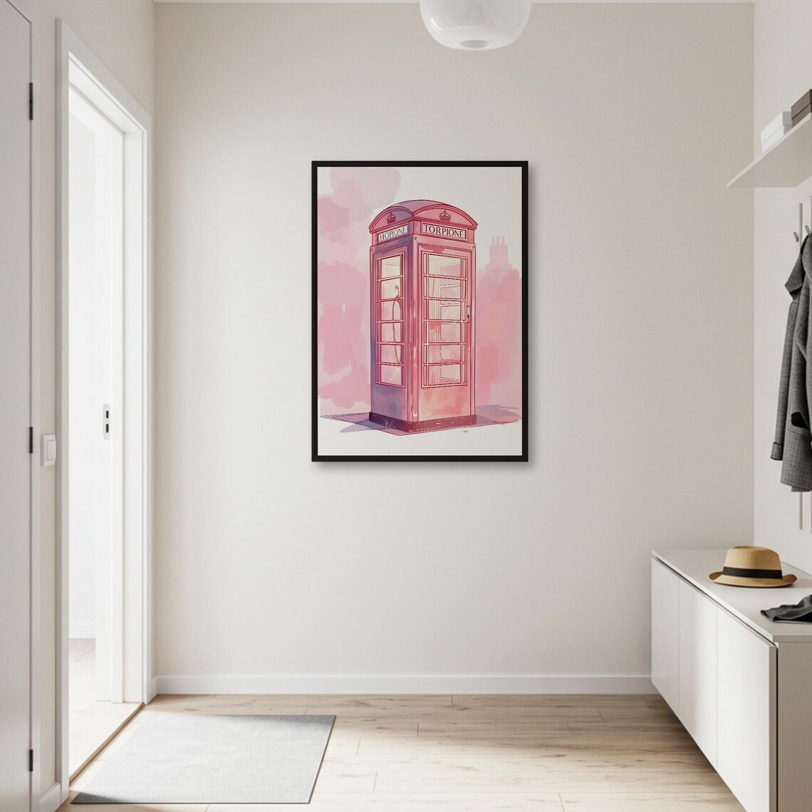 London Telephone Booth Watercolor Travel Poster - Image 2
