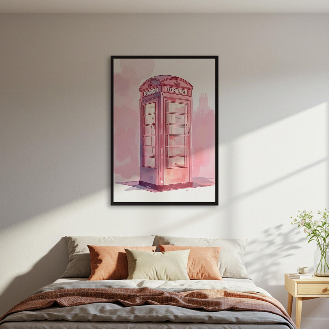 London Telephone Booth Watercolor Travel Poster