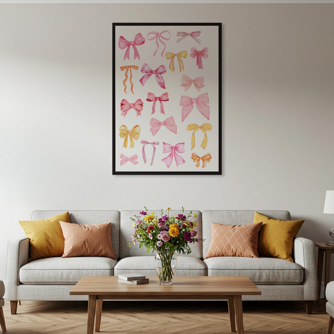 Pink Watercolor Bow Collection Poster for Coquette Girl Bedroom Wall Decor - Image 2