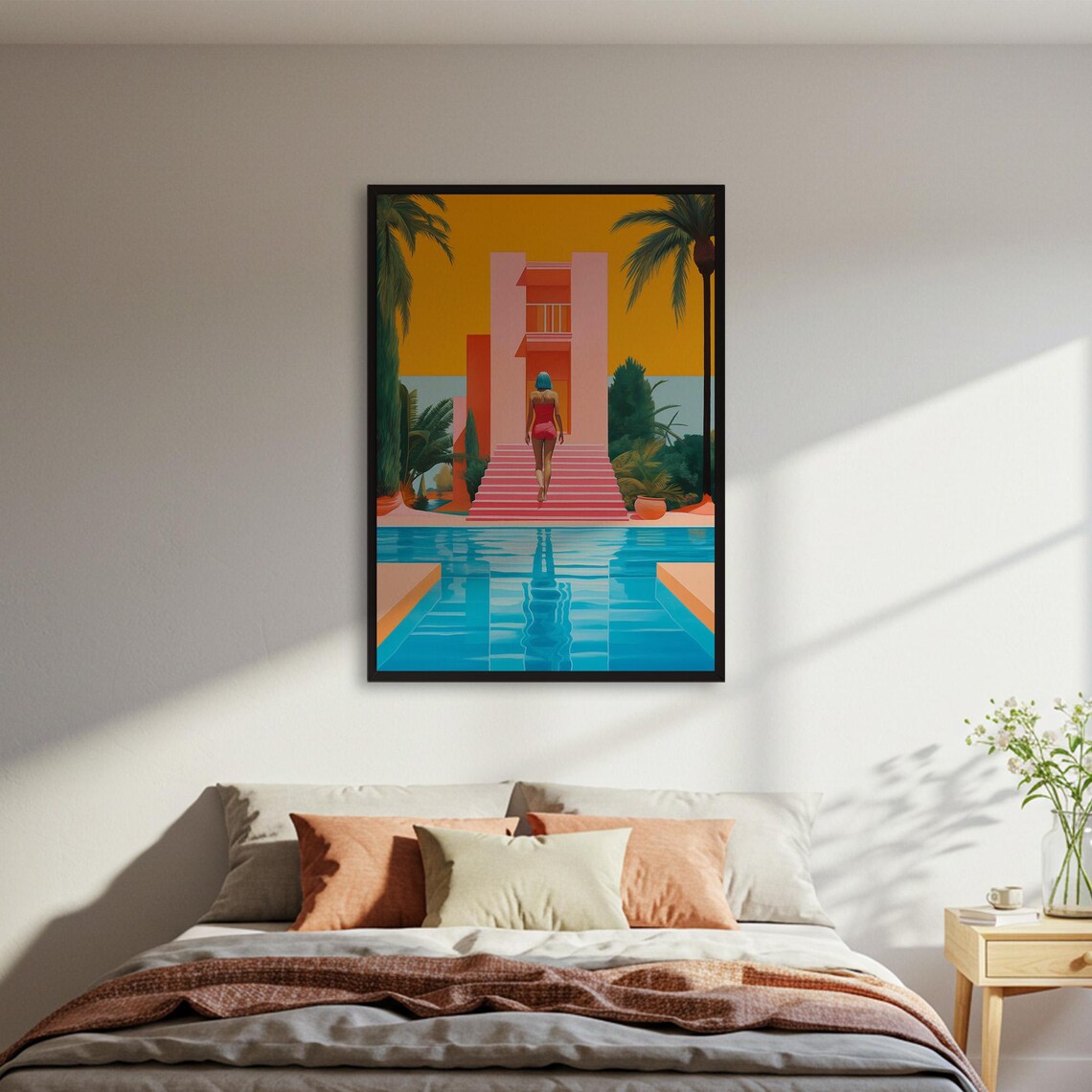 Woman At Pool, Retro Mid-Century Modern Decor