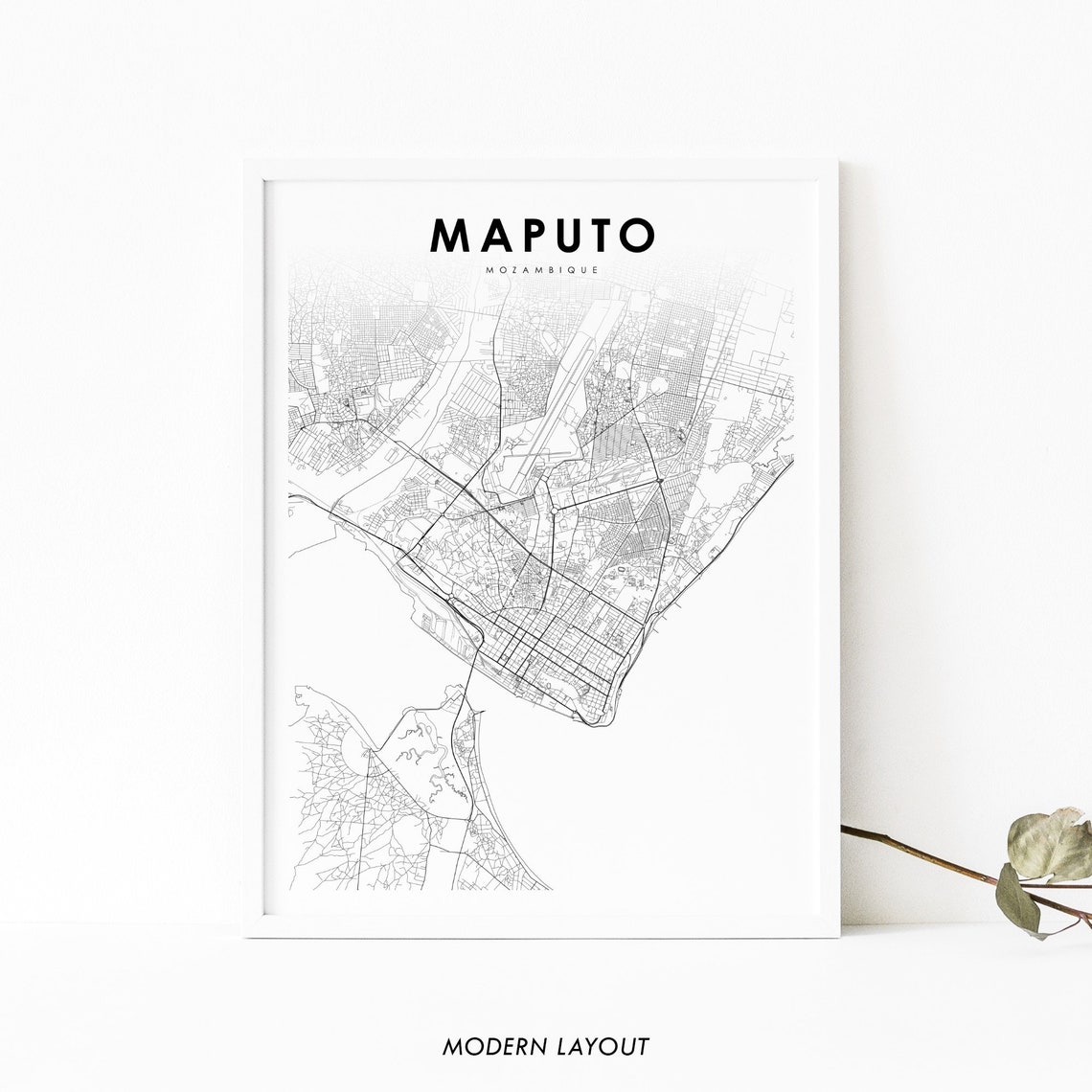 Maputo Mozambique City Map Art Print