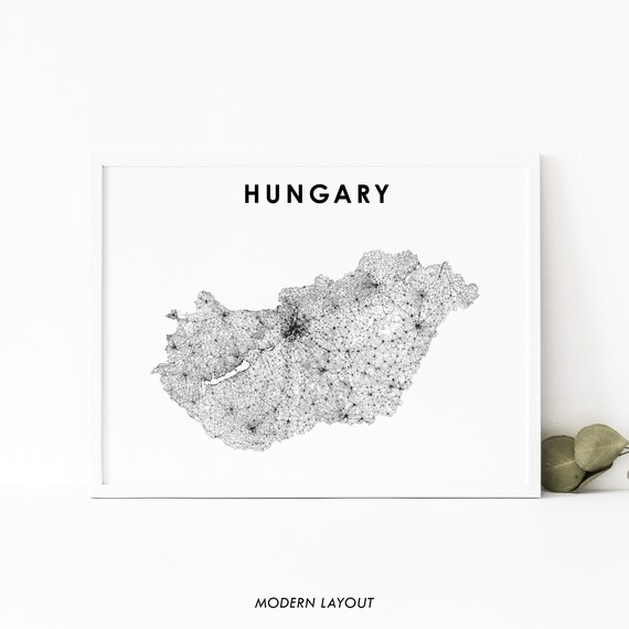 Hungary Map Print Country Road Art Poster Magyarorszg Budapest Europe Nursery Room Wall Office Decor