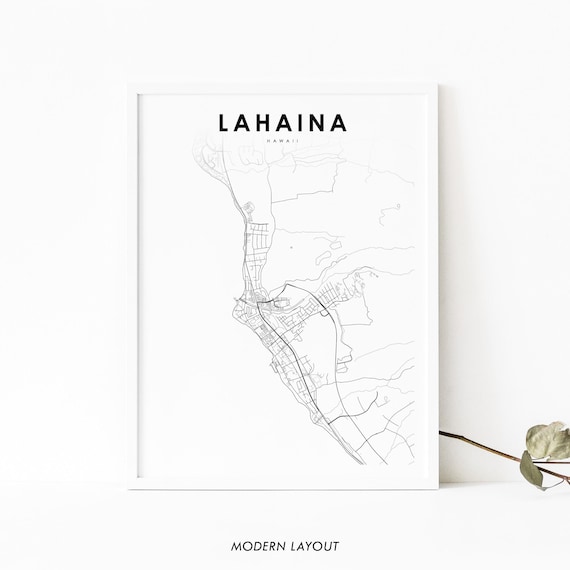 Lahaina, Maui Hawaii Map Art Print