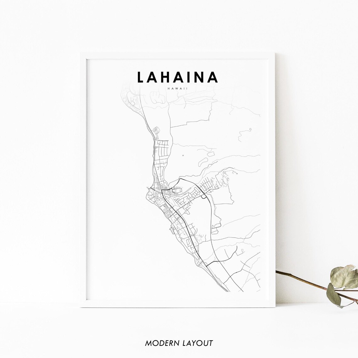 Lahaina, Maui Hawaii Map Art Print