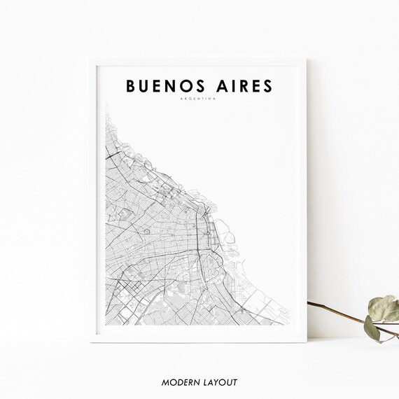 Buenos Aires Argentina Map Print Art Poster City Street Road Nursery Room Wall Office Decor