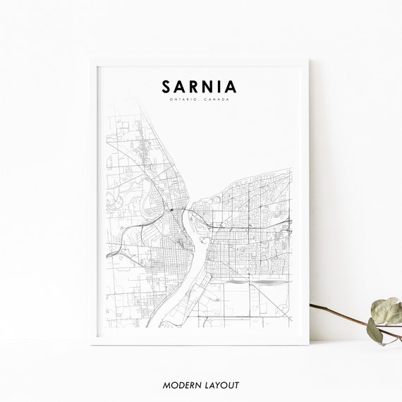 Sarnia Ontario Map Print, Canada Street Map Poster