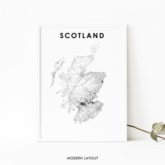 Scotland Map Print, Road Art Poster for Nursery