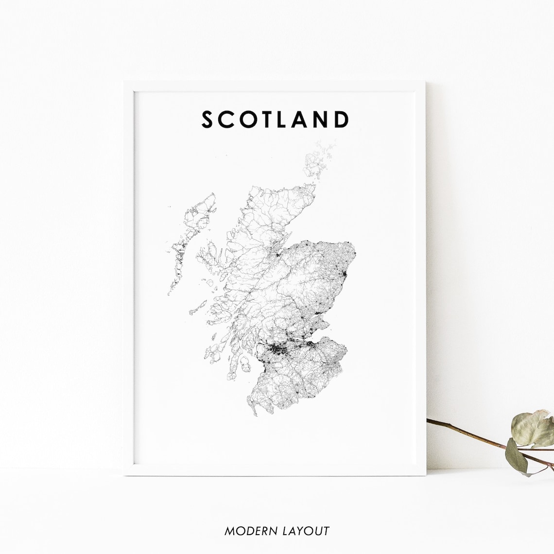 Scotland Map Print, Road Art Poster for Nursery