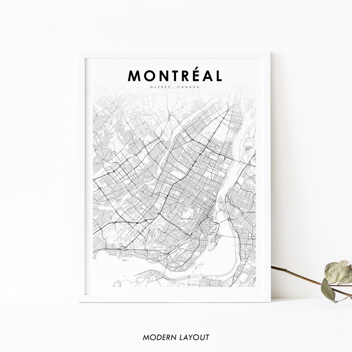 Montreal Area Map Print, Quebec Canada Poster