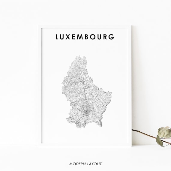 Luxembourg Map Print Country Road Art Poster Ltzebuerg Luxemburg Nursery Room Wall Office Decor