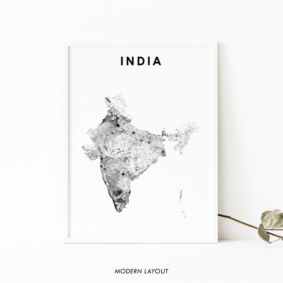 India Map Print, Nursery Room and Office Decor