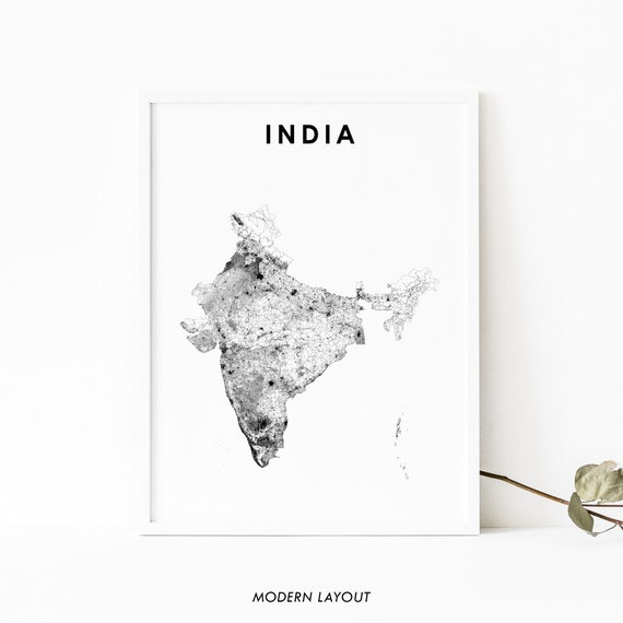 India Map Print, Nursery Room and Office Decor